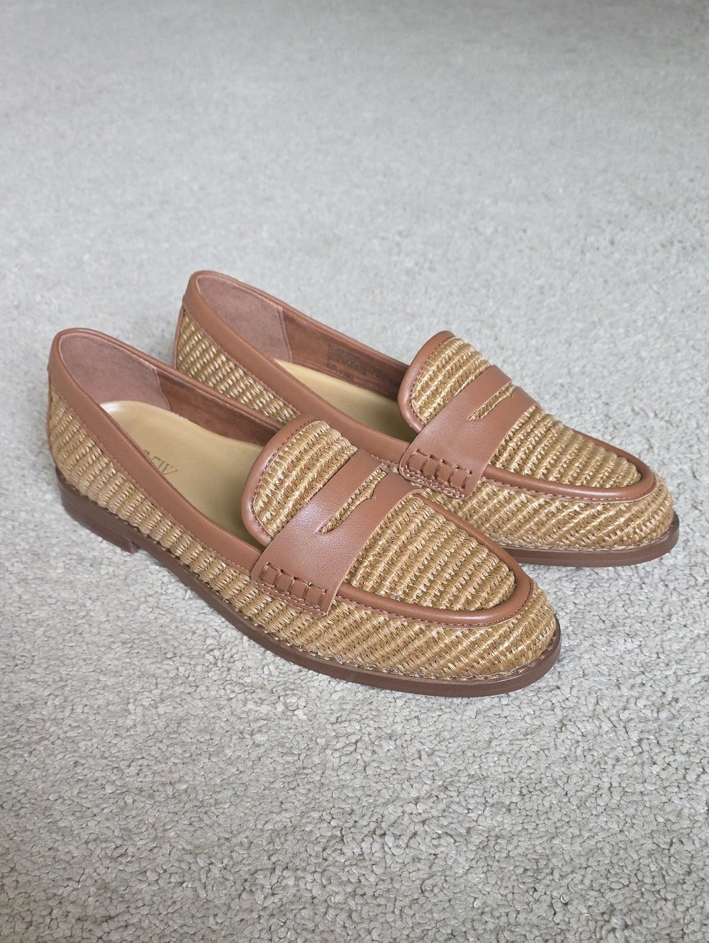 NWT J.Crew Factory Woven Raffia Penny Loafers Cedarwood Size 8